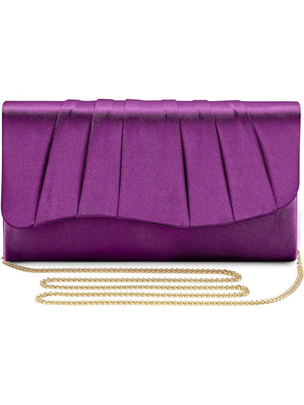 👜 Women's Purple Formal Elegant Evening Bag Magnetic Satin Formal Clutch Purses